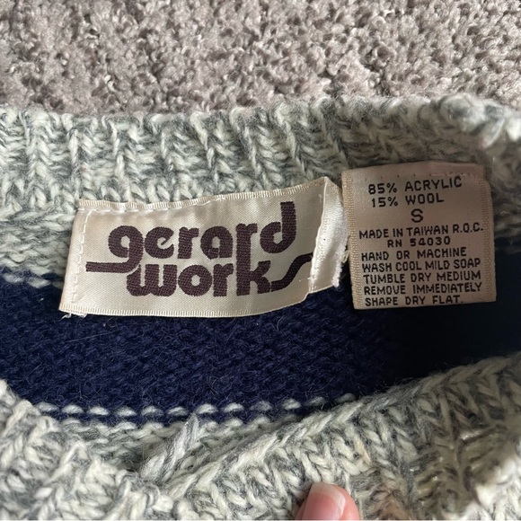 Gerard Works vintage gray striped wool blend sweater size small - Picture 8 of 9